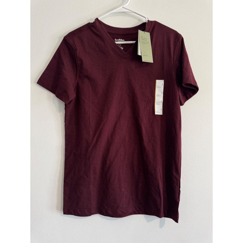 Goodfellow & Co Every Wear V-Neck Tee Mens Small Burgundy Standard Fit